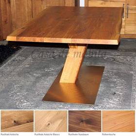 Säulentisch 220x76x110cm Z30 versiegelt Baumkante Massivholz geölt Säulentisch 220x76x110cm Z30 versiegelt Baumkante Massivholz geölt
