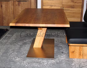 Säulentisch 240x76x110cm Z30 versiegelt Baumkante Massivholz geölt Säulentisch 240x76x110cm Z30 versiegelt Baumkante Massivholz geölt