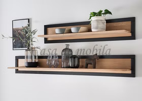 Massivholz Hängeboard Klein CENTRO 120x24x22cm Wildeiche massiv natur geölt Casa de mobila Goslar