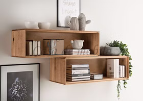 Hängeregal Modern MADERA 85x26x30cm Wildeiche massiv natur geölt Casademobila Goslar