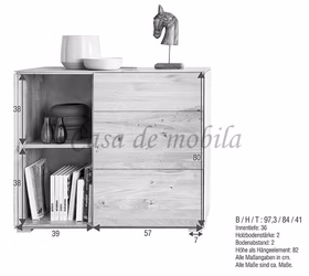 Massivholz Anrichte 2 türig MADERA 97x82x41cm Wildeiche massiv natur geölt, 1035460811+0911- Casa de mobila Goslar Massivholz Anrichte 2 türig MADERA 97x82x41cm Wildeiche massiv natur geölt, 1035460811+0911- Casa de mobila Goslar