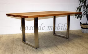 Massivholz Küchentisch mit Ansteckplatten BINZ 180/220/260x75x102cm Metall-Füße Chrom Wildeiche massiv Bianco geölt Casa de mobila Goslar Massivholz Küchentisch mit Ansteckplatten BINZ 180/220/260x75x102cm Metall-Füße Chrom Wildeiche massiv Bianco geölt Casa de mobila Goslar
