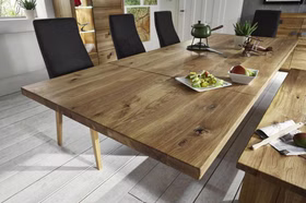 Esstisch 180/220/260x75x102cm BINZ Metall-Füße Wildeiche massiv natur geölt Esstisch 180/220/260x75x102cm BINZ Metall-Füße Wildeiche massiv natur geölt