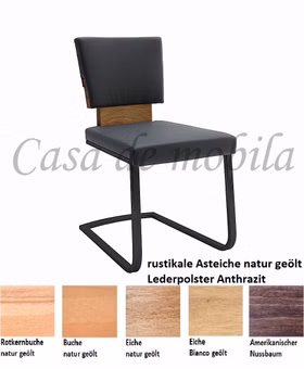 Schwing-Stuhl 47x87x56cm SIRO Massivholz Leder Untergestell schwarzgrau