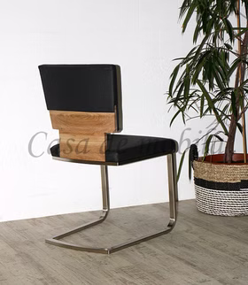 Schwing-Stuhl 47x87x56cm SIRO Massivholz Lederpolster Schwing-Stuhl 47x87x56cm SIRO Massivholz Lederpolster