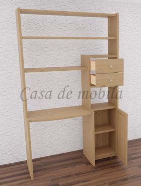 Massivholz Regal mit schreibtisch 134x217x51/33cm CONTRA kiefer massiv gelaugt geölt Casa de mobila Goslar