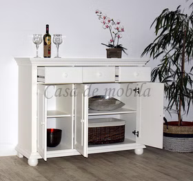 Wohnwand 306x203x48cm KOPENHAGEN 3teilig Fichte massiv altweiß lackiert Wohnwand 306x203x48cm KOPENHAGEN 3teilig Fichte massiv altweiß lackiert