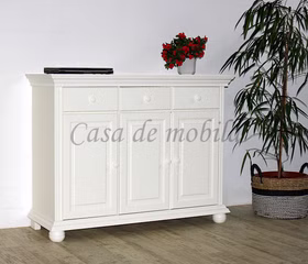 Wohnwand 306x203x48cm KOPENHAGEN 3teilig Fichte massiv altweiß lackiert Wohnwand 306x203x48cm KOPENHAGEN 3teilig Fichte massiv altweiß lackiert