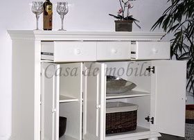 Wohnwand 306x203x48cm KOPENHAGEN 3teilig Fichte massiv altweiß lackiert Wohnwand 306x203x48cm KOPENHAGEN 3teilig Fichte massiv altweiß lackiert