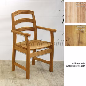 Massivholz Armlehnstuhl IKAST 58x90x54cm Wildeiche oder Kernbuche massiv natur geölt, IKA300-8431 Casa de mobila Goslar