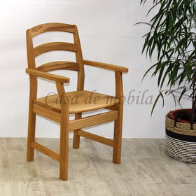 Massivholz Armlehnstuhl IKAST 58x90x54cm Wildeiche massiv natur geölt, IKA300-8431 Casa de mobila Goslar