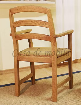 Massivholzstuhl mit Armlehne landhaus IKAST 58x90x54cm eiche massiv natur geölt, IKA300-8431 Casa de mobila Goslar