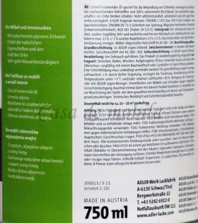 Zirben-Öl 750ml LEGNO