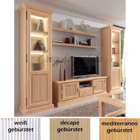 Massivholz Wohnwand PINEA 5teilig Pinie massiv weiss sandfarbe Honig gebürstet casademobila Massivholz Wohnwand PINEA 5teilig Pinie massiv weiss sandfarbe Honig gebürstet casademobila