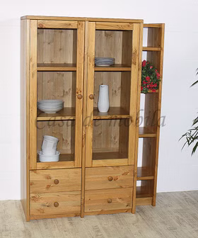 Vitrine 116x161x46/33cm CONTRA Massivholz