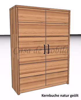 Massivholz Büroschrank mit Holztüren CONTRA 89x123x33cm kernbuche massiv natur geölt Casa de mobila Goslar