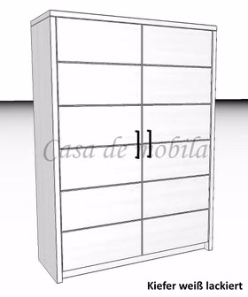 Massivholz Wäscheschrank mit Holztüren CONTRA 89x123x33cm holz kiefer massiv weiß lackiert Casa de mobila Goslar