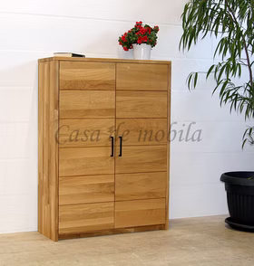 Massivholz Wäschekommode mit Holztüren CONTRA 89x123x33cm Wildeiche massiv natur geölt Casa de mobila Goslar
