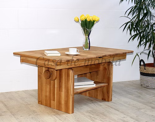 Couchtisch 120/160x52/66x70cm Wildeiche massiv geölt Couchtisch 120/160x52/66x70cm Wildeiche massiv geölt