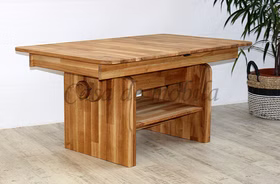 Massivholz Wohnzimmertisch Höhenverstellbar und Ausziehbar 120/160x52/66x70cm Wildeiche massiv geölt Casa de mobila Goslar Massivholz Wohnzimmertisch Höhenverstellbar und Ausziehbar 120/160x52/66x70cm Wildeiche massiv geölt Casa de mobila Goslar