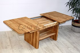 Massivholz Wohnzimmertisch Höhenverstellbar Ausziehbar 120/160x52/66x70cm Wildeiche massiv geölt Casa de mobila Goslar Massivholz Wohnzimmertisch Höhenverstellbar Ausziehbar 120/160x52/66x70cm Wildeiche massiv geölt Casa de mobila Goslar