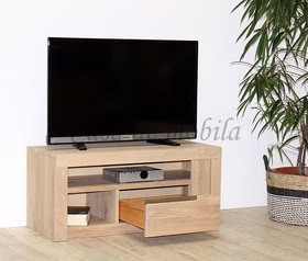 Massivholz Fernsehkommode Nach maß HORIZONT Bx45x40cm Wildeiche massiv weiß Bianco geölt Casa de mobila Goslar