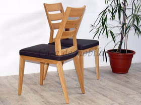 Stuhl 45x93x56cm ALINA Eiche natur geölt Leder braun Stuhl 45x93x56cm ALINA Eiche natur geölt Leder braun