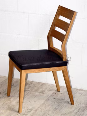 Stuhl 45x93x56cm ALINA Eiche natur geölt Leder braun Stuhl 45x93x56cm ALINA Eiche natur geölt Leder braun