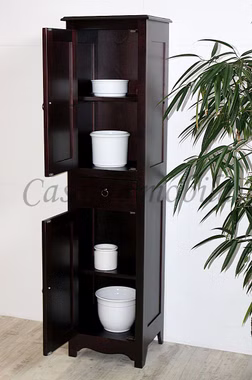 Badhochschrank 43x166x37cm DECOR Pappel massiv wengefarben lackiert Schmale Geschirrschrank DECOR Pappel massiv dunkelbraun wengefarben lackiert Casa de mobila Goslar