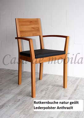 Armlehnstuhl 58x90x55cm SILENT 1 Massivholz geölt Lederpolster Armlehnstuhl 58x90x55cm SILENT 1 Massivholz geölt Lederpolster