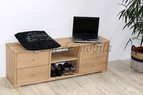 Massivholz Dielenbank sitzbank mit schubladen schmal CONTRA eiche massiv weiss bianco casademobila Massivholz Dielenbank sitzbank mit schubladen schmal CONTRA eiche massiv weiss bianco casademobila