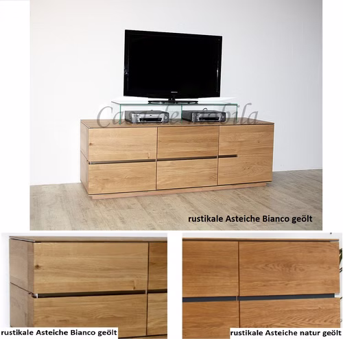 TV-Lowboard 181x64x42cm ACERRO rustikale Asteiche massiv TV-Lowboard 181x64x42cm ACERRO rustikale Asteiche massiv