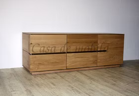 TV-Lowboard 181x64x42cm ACERRO rustikale Asteiche massiv