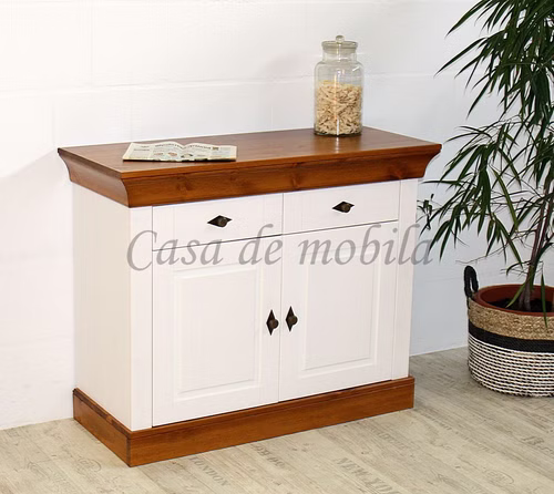 Kommode 108x85x45cm BERGEN Kiefer weiß bernsteinfarben lackiert Kommode 2 türig BERGEN Kiefer massiv weiß bernsteinfarben lackiert Casa de mobila Goslar