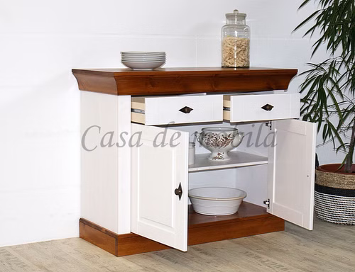 Kommode 108x85x45cm BERGEN Kiefer weiß bernsteinfarben lackiert Kommode 2 türig BERGEN Kiefer massiv weiß bernsteinfarben lackiert Casa de mobila Goslar