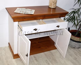 Kommode 108x85x45cm BERGEN Kiefer weiß bernsteinfarben lackiert Massivholz Kommode 2 türig BERGEN Kiefer massiv weiß bernsteinfarben lackiert Casa de mobila Goslar
