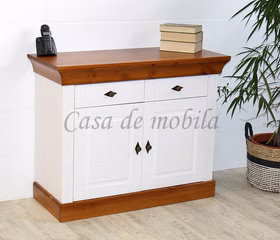 Kommode 108x85x45cm BERGEN Kiefer weiß bernsteinfarben lackiert Flurkommode 2 türig BERGEN Kiefer massiv weiß bernsteinfarben lackiert Casa de mobila Goslar