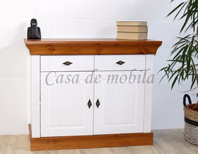 Kommode 108x85x45cm BERGEN Kiefer weiß bernsteinfarben lackiert Sideboard 2 türig BERGEN Kiefer massiv weiß Bernsteinfarben lackiert Casa de mobila Goslar