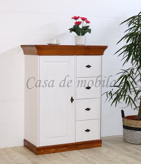 Massivholz Hochkommode 88x117x45cm BERGEN Kiefer massiv 2farbig weiß bernsteinfarben lackiert Casa de mobila Goslar Massivholz Hochkommode 88x117x45cm BERGEN Kiefer massiv 2farbig weiß bernsteinfarben lackiert Casa de mobila Goslar
