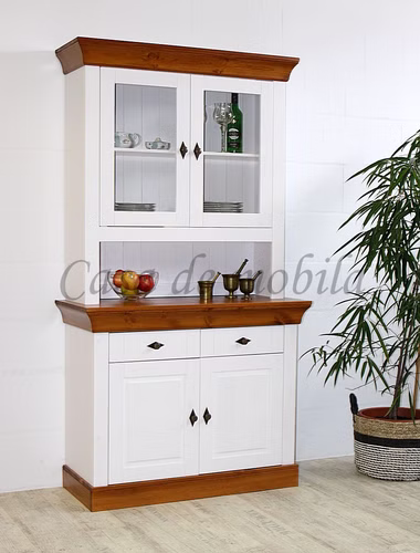 Buffetschrank 108x197x45cm BERGEN Kiefer massiv weiß bernsteinfarben lackiert Casa de mobila Goslar