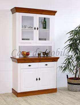 Buffetschrank 108x197x45cm BERGEN Kiefer weiß bernsteinfarben Küchenschrank 108x197x45cm BERGEN Kiefer massiv weiß bernsteinfarben lackiert Casa de mobila Goslar