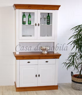 Buffetschrank 108x197x45cm BERGEN Kiefer weiß bernsteinfarben Buffetschrank schmal 108x197x45cm BERGEN Kiefer massiv weiß kirschfarben lackiert Casa de mobila Goslar