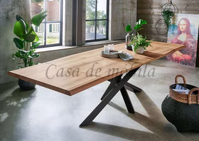 Massivholz Esstisch mit Ansteckplatten und gedrehte Kante PLATO Wildeiche massiv natur geölt Spinnenfuß metallbeine Casa de moila Goslar Massivholz Esstisch mit Ansteckplatten und gedrehte Kante PLATO Wildeiche massiv natur geölt Spinnenfuß metallbeine Casa de moila Goslar