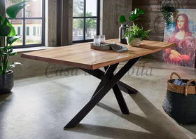 Massivholz Esstisch mit gedrehte Kante PLATO Wildeiche massiv natur geölt Spinnenfuß metallbeine Casa de moila Goslar Massivholz Esstisch mit gedrehte Kante PLATO Wildeiche massiv natur geölt Spinnenfuß metallbeine Casa de moila Goslar