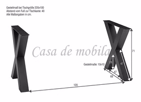 Esstisch 220x76x100cm PLATO Wildeiche massiv geölt gerade Kante X-Gestell Esstisch 220x76x100cm PLATO Wildeiche massiv geölt gerade Kante X-Gestell