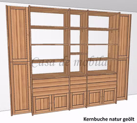 Massivholz Regal mit Türen und schubladen 310x236x46/33cm CONTRA kernbuche massiv natur geölt, 6-Projekt268 Casa de mobila Goslar