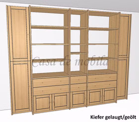 Massivholz Regalwand 310x236x46/33cm CONTRA kiefer massiv gelaugt geölt, 6-Projekt268-19 Casa de mobila Goslar