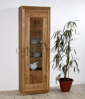 Massivholz Vitrinenschrank mit Stirnholz 1 türig RUSTIC Wildeiche massiv geölt casademobila Goslar Massivholz Vitrinenschrank mit Stirnholz 1 türig RUSTIC Wildeiche massiv geölt casademobila Goslar