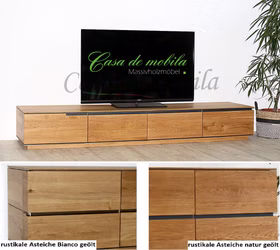 Massivholz TV-Lowboard ACERRO 241x35x42cm rustikale Asteiche massiv natur oder Bianco geölt Casa de mobila Goslar Massivholz TV-Lowboard ACERRO 241x35x42cm rustikale Asteiche massiv natur oder Bianco geölt Casa de mobila Goslar