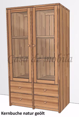 Massivholz Vitrine Vitrinenschrank niedrig Buche Kernbuche massiv geölt CONTRA casademobila